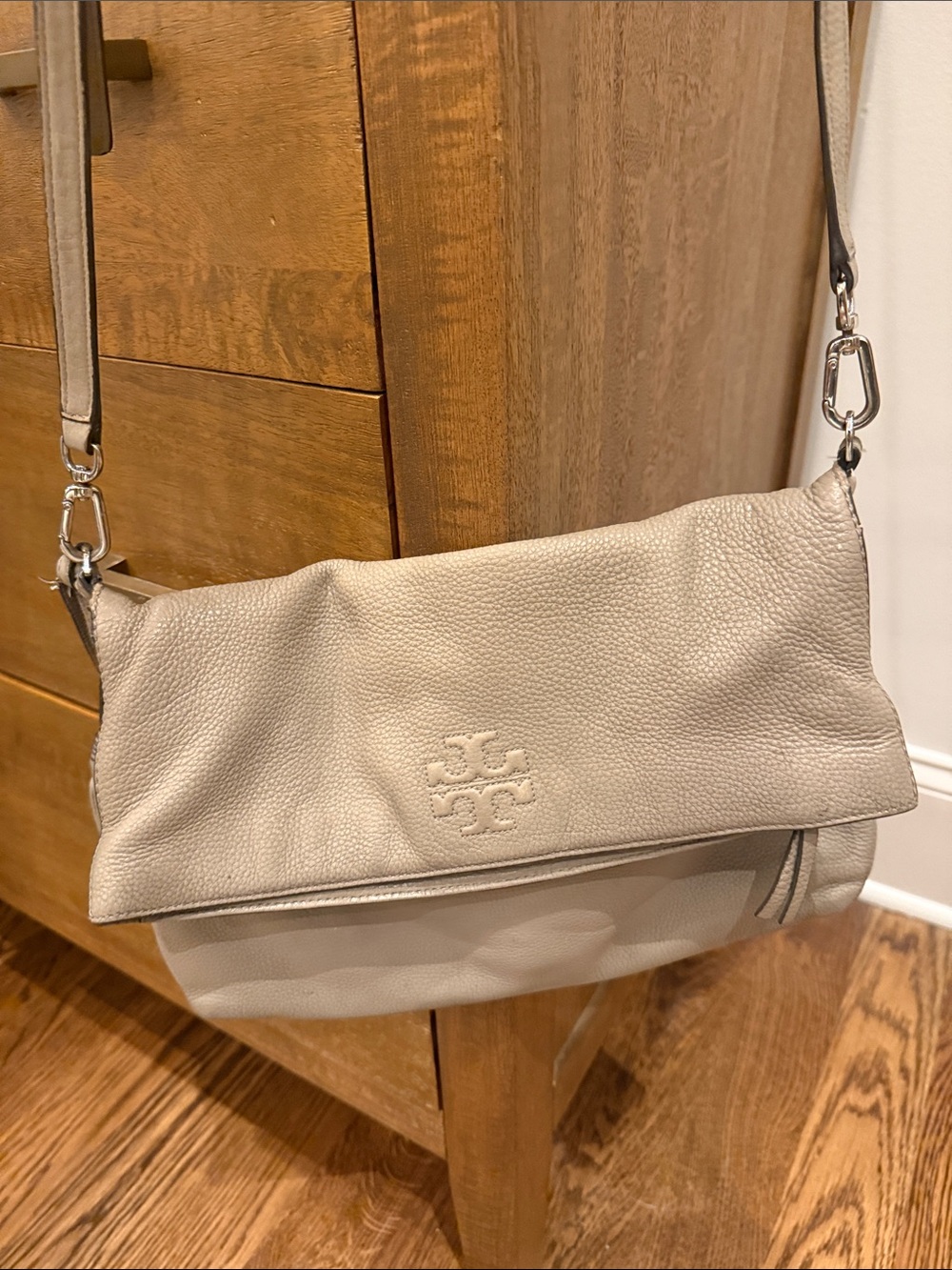 Tory Burch Pebbled Fold-Over Crossbody